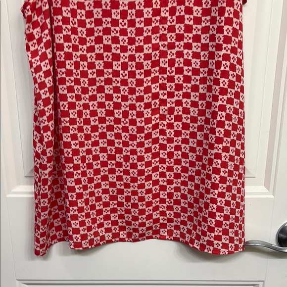 Loft Red and White Geometric Print Blouse - Picture 3 of 8